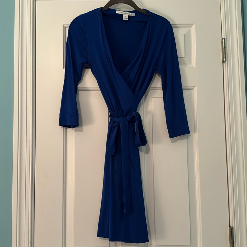 Diane von Furstenberg Blue Mini Wrap Dress